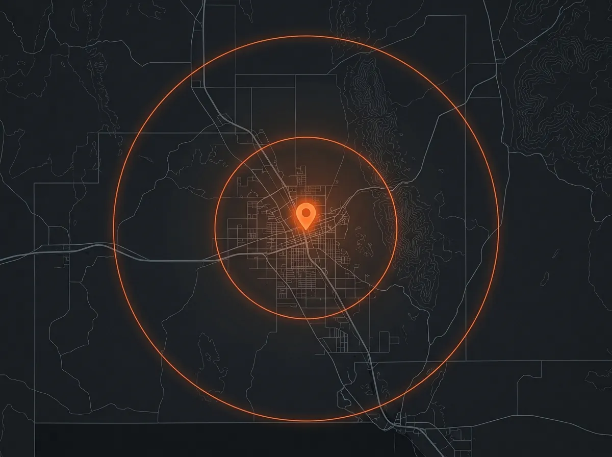 Map of Las Cruces and Doña Ana County with the service area highlighted in orange